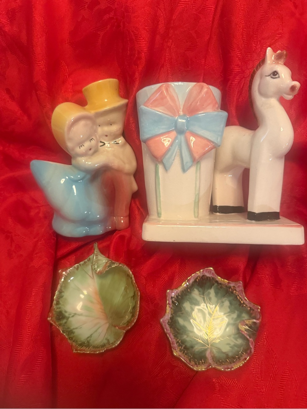 Vintage Pastel Ceramic Home Accent Set - Pink, Blue, Yellow